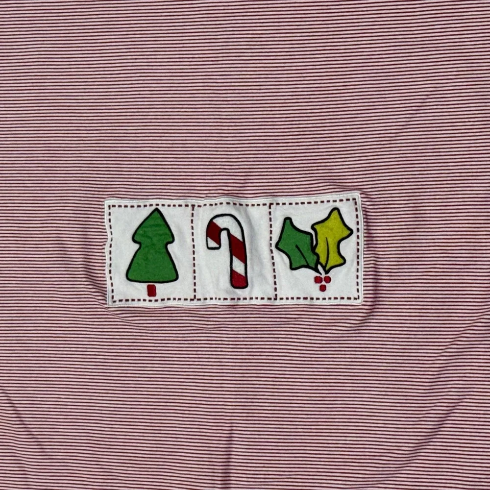 Vintage Gymboree 2001 Christmas Baby Blanket Red & White Tree Candy Cane Holly